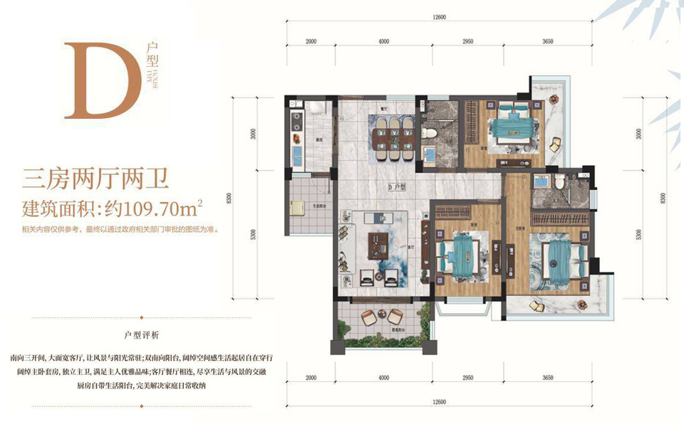D户型 3房2厅2卫