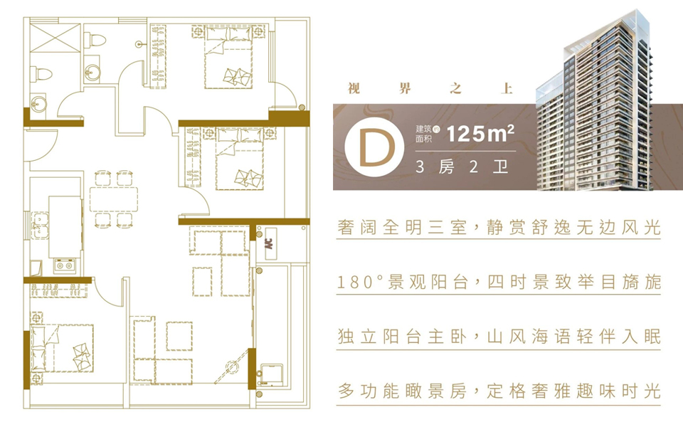 D户型 3房2厅2卫