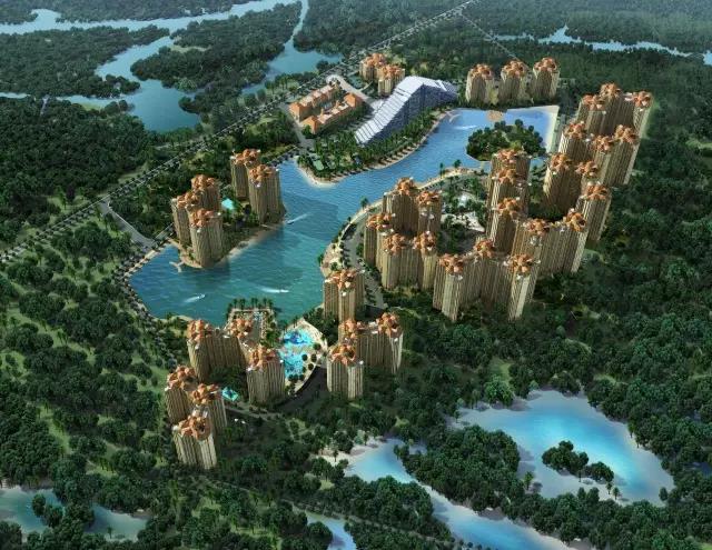 金手指白鹭湖鸟瞰图