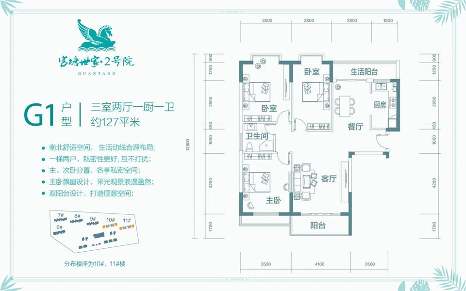G1户型 三室两厅一卫