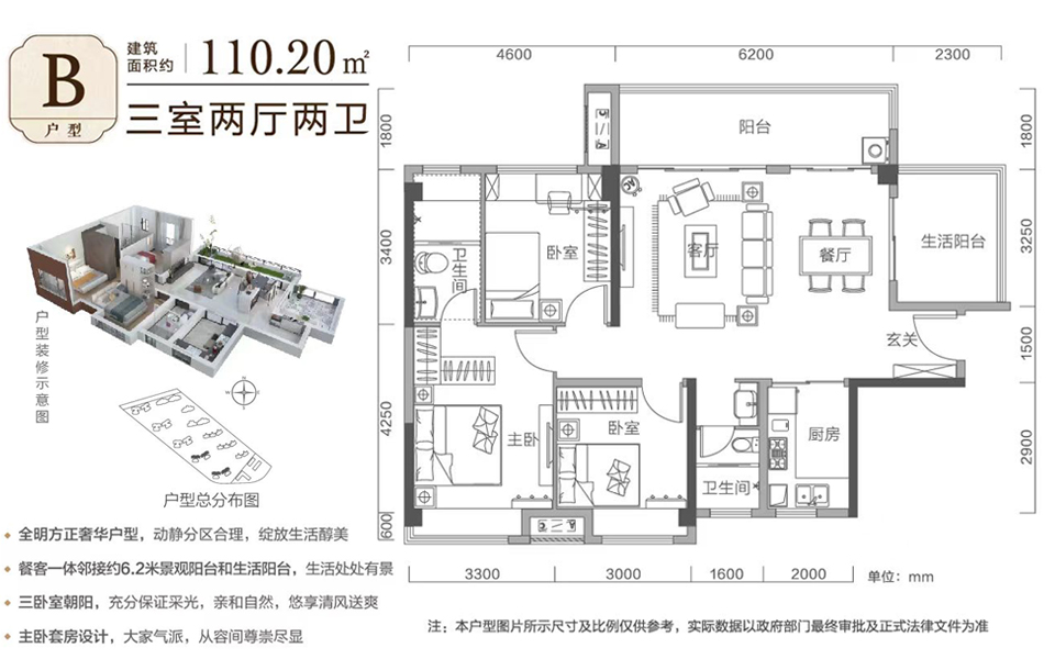 B户型 3房2厅2卫