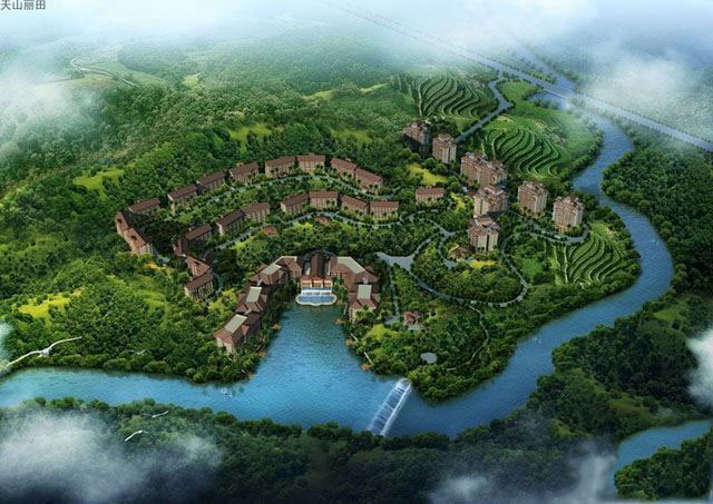 天山丽田鸟瞰图