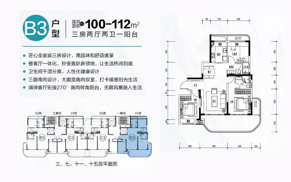 B3户型 三房两厅两卫 