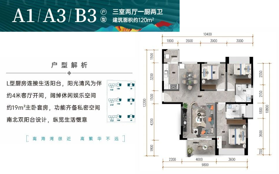 A1、A3、B3户型 3房2厅2卫
