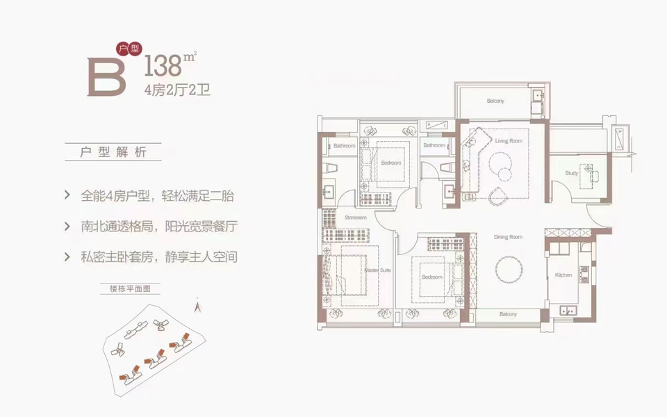 B户型 四房两厅两卫 