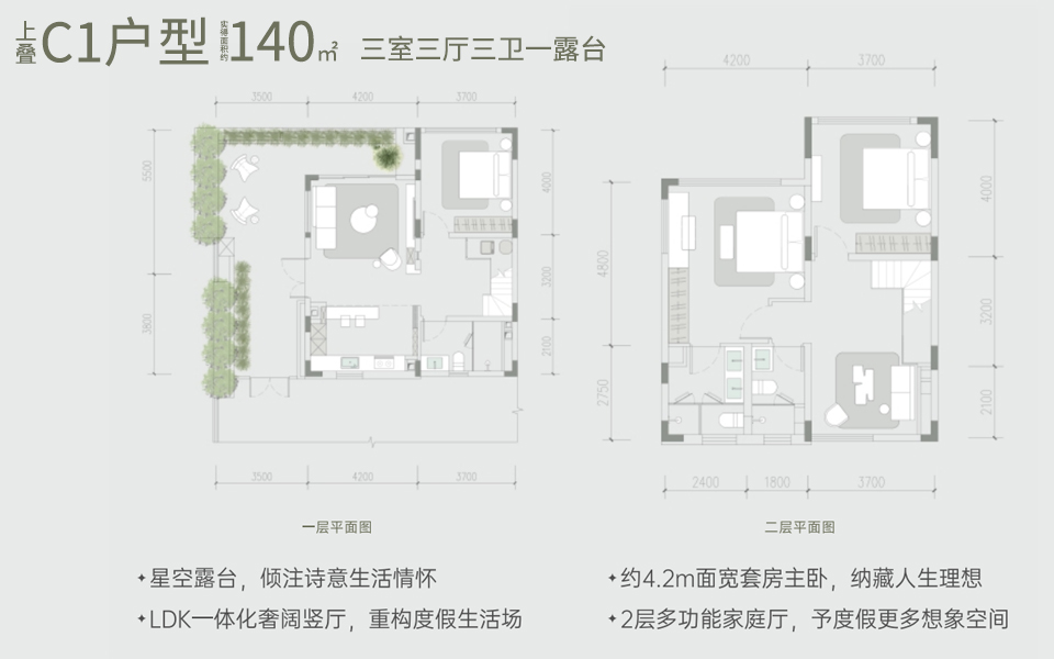 上叠C1户型 3室3厅3卫