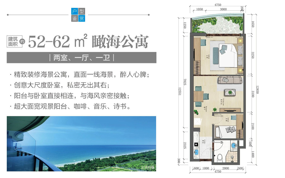 瞰海公寓-2房1厅