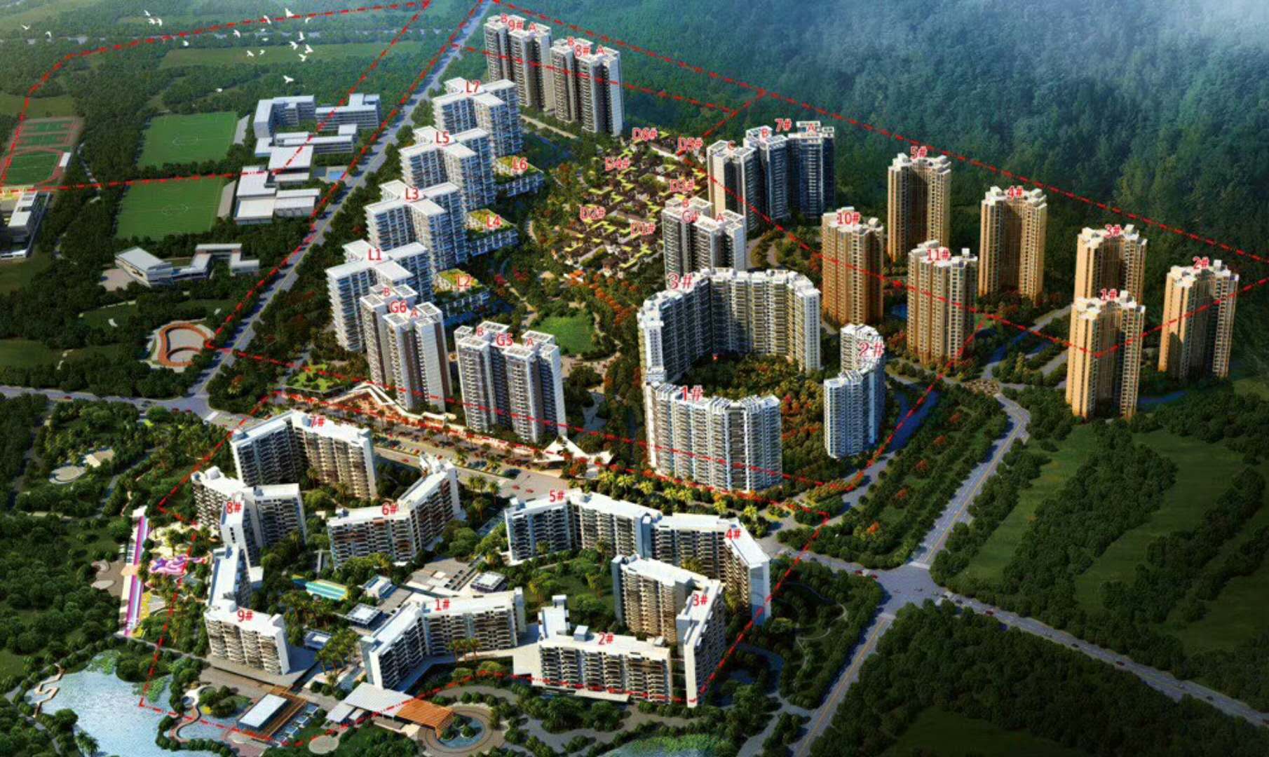 万科湖畔度假公园鸟瞰图