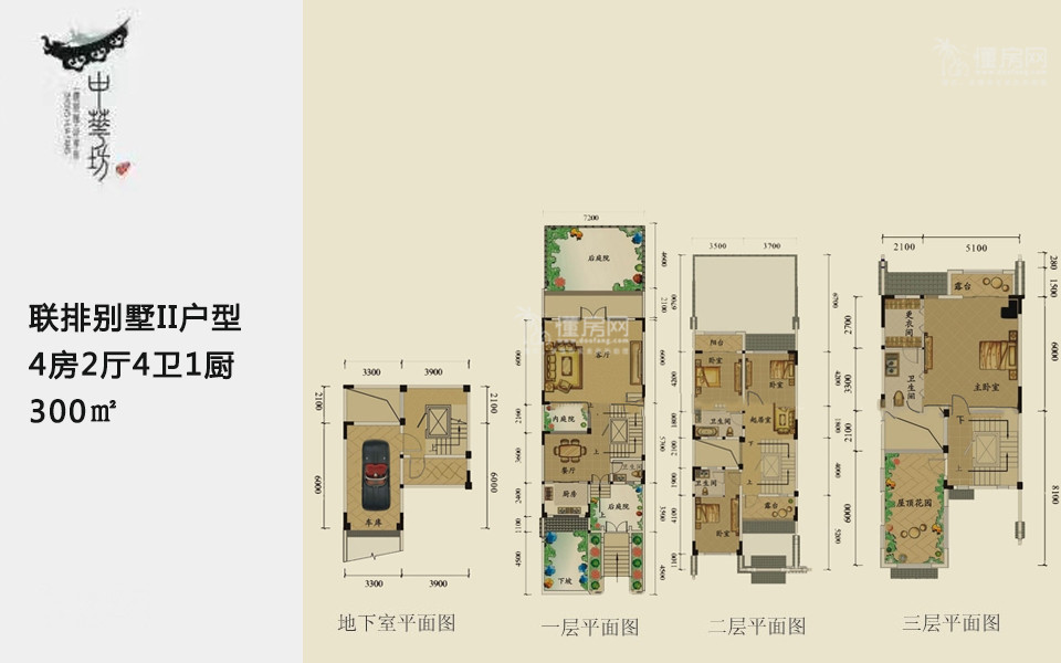 联排别墅II户型 4房2厅4卫1厨 300㎡