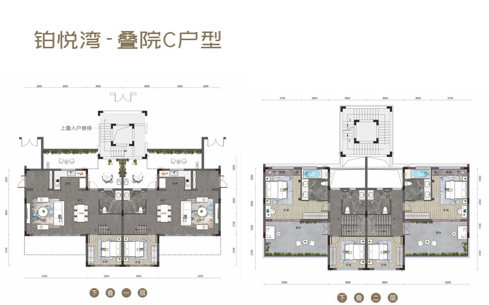 铂悦湾-叠院C户型 3房2厅3卫