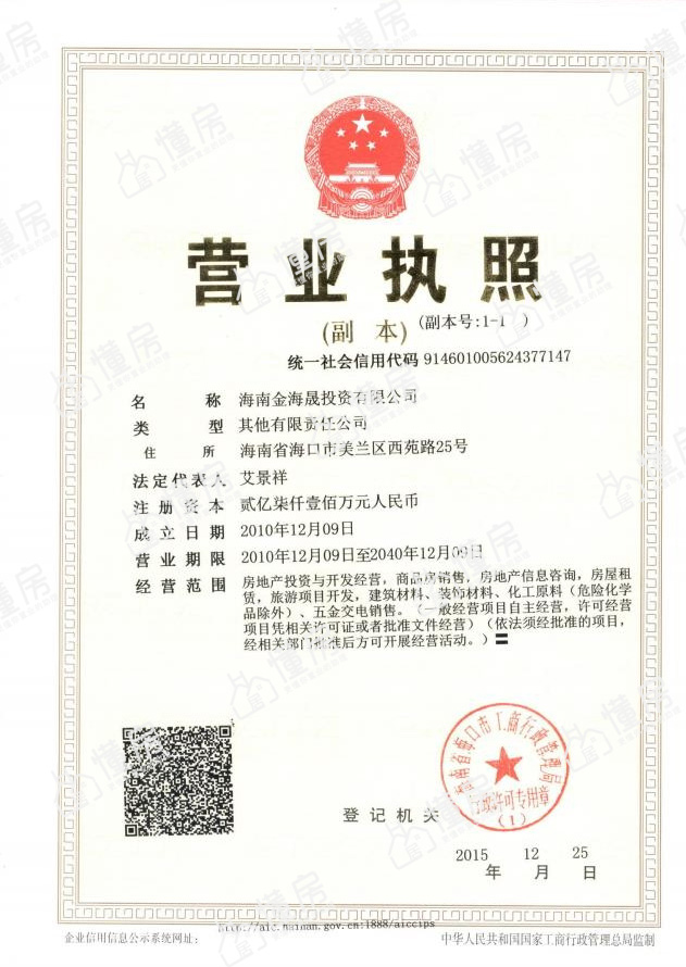 滨海国际营业执照