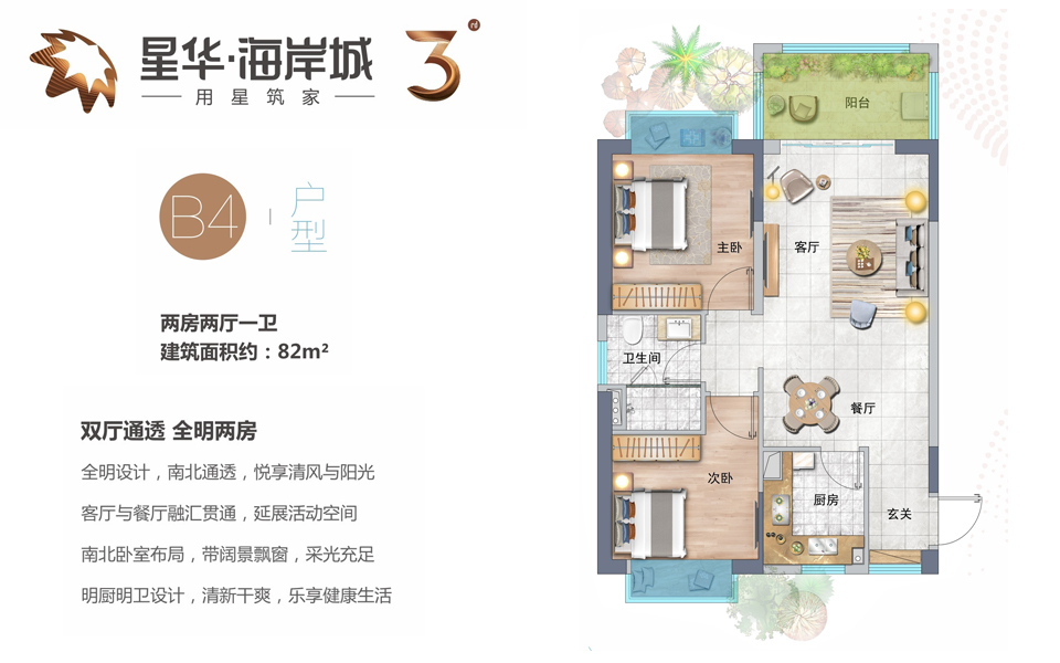 三期B4户型 2房2厅1卫