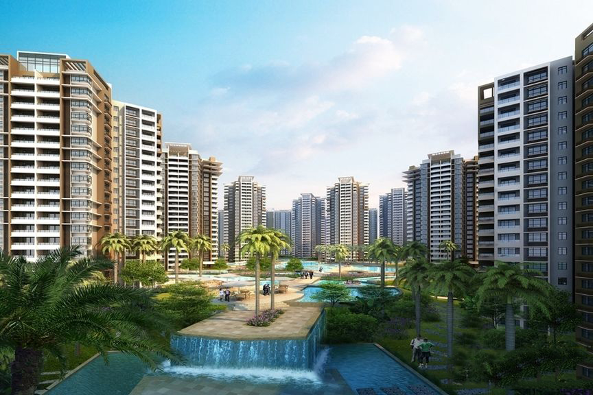 北侧入口跌水景观效果图