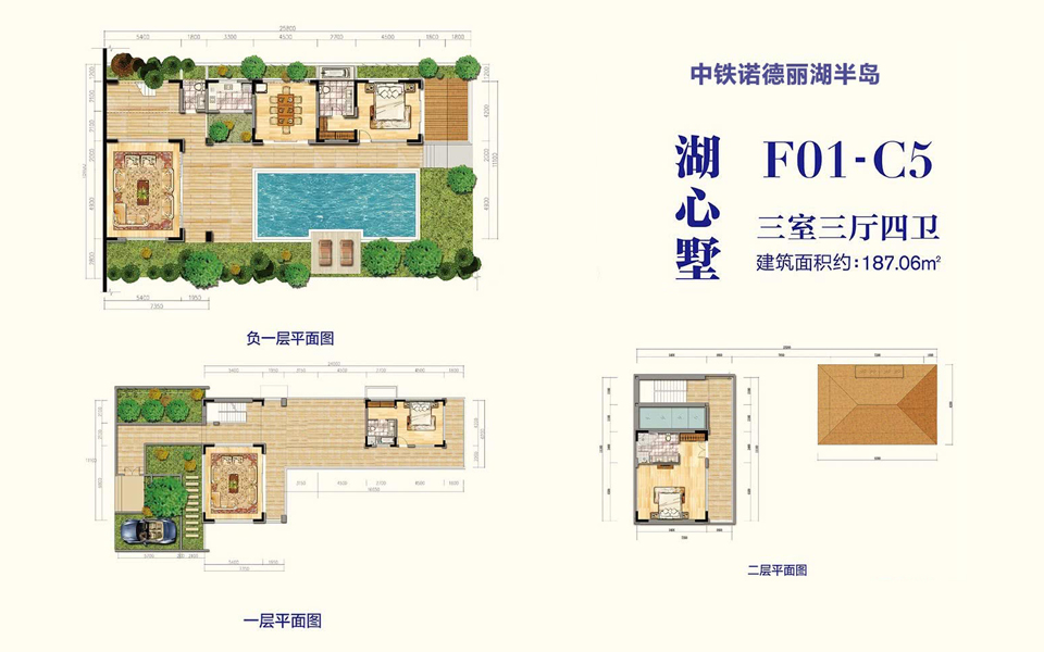 湖心墅 F01-C5户型 三房三厅四卫