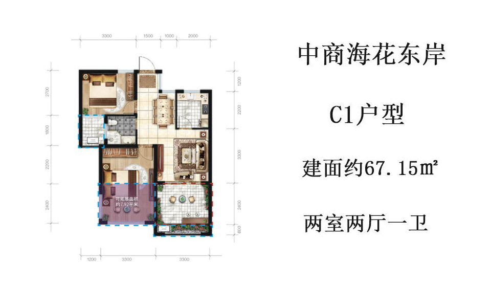 C1户型 两房两厅一卫