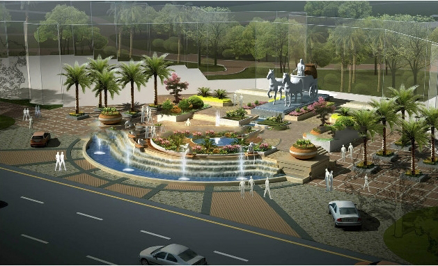 景观喷泉效果图
