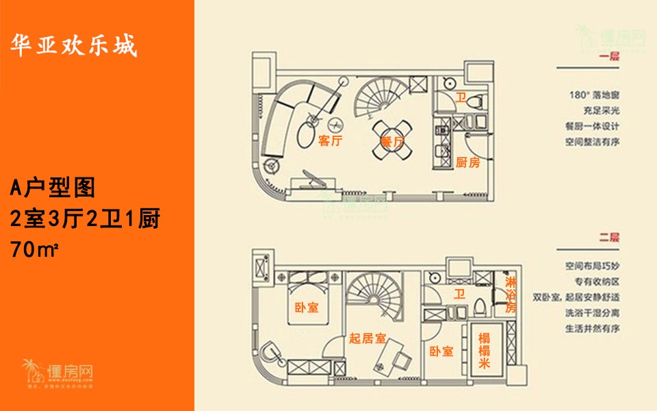 A户型图 2室3厅2卫1厨 