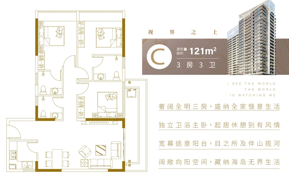 C户型 3房2厅3卫