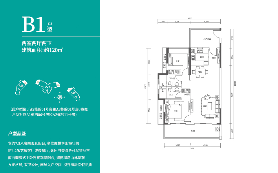 四期B1户型 2室2厅2卫