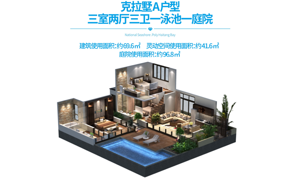 克拉墅A户型 三室两厅三卫