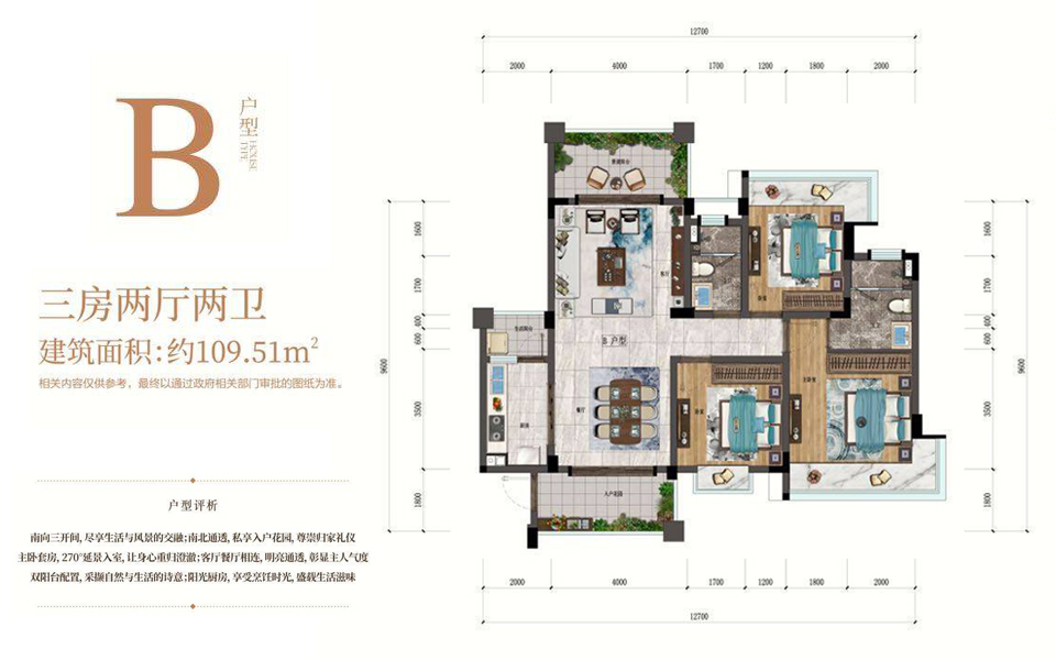 B户型 3房2厅2卫