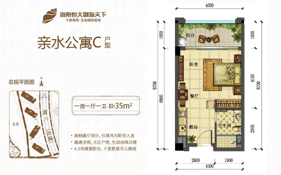 公寓C户型 1房1厅1卫