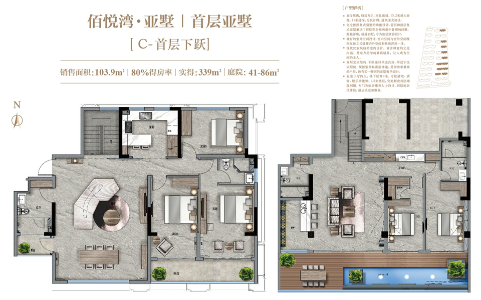 亚墅-C-首层下跃 5室3厅4卫3阳台