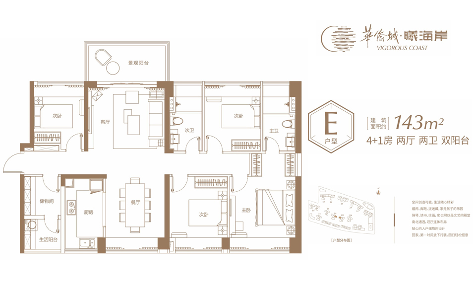 E户型 4+1房2厅2卫2阳台 