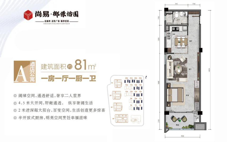 公寓A户型 1房