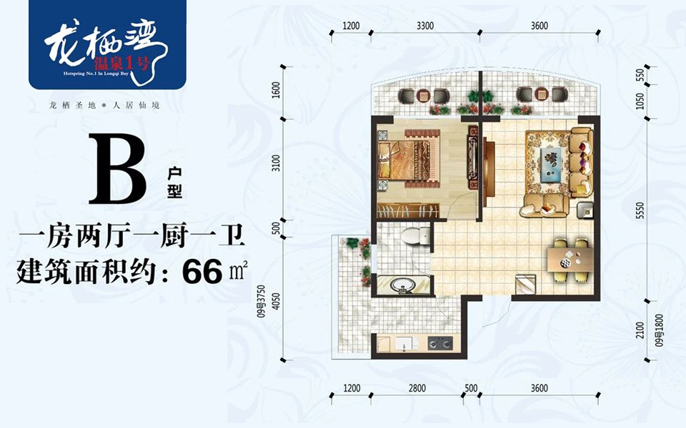 B户型 1房2厅1卫