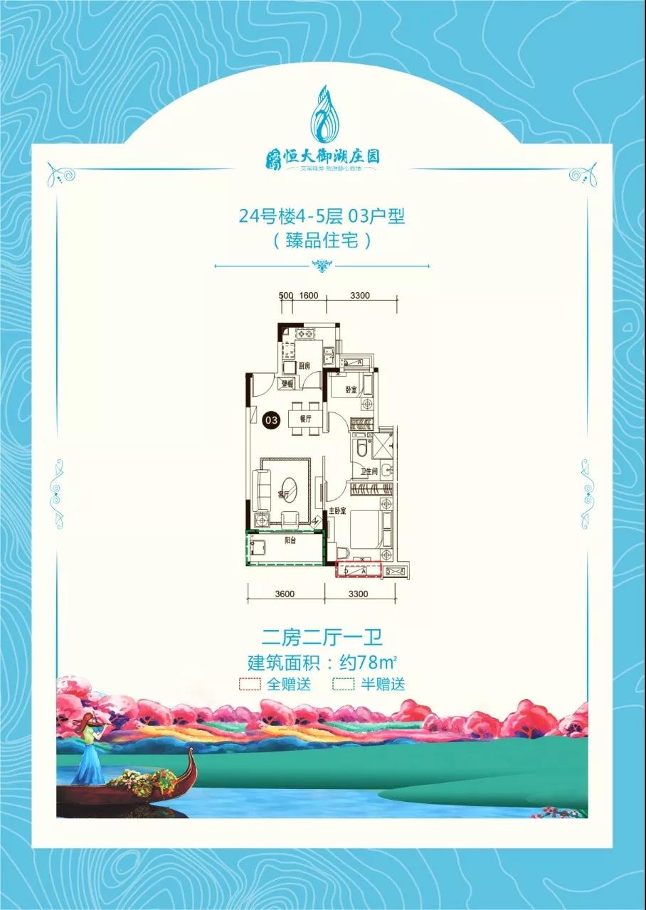 03户型建筑面积约78㎡ 两房