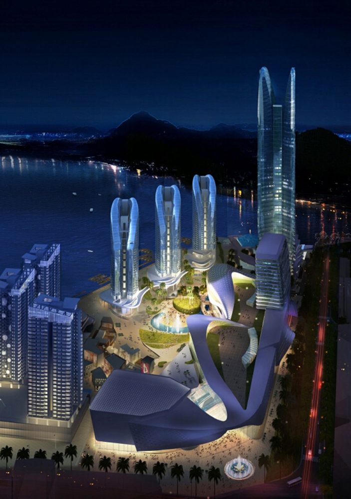 时代海岸西区夜景鸟瞰图