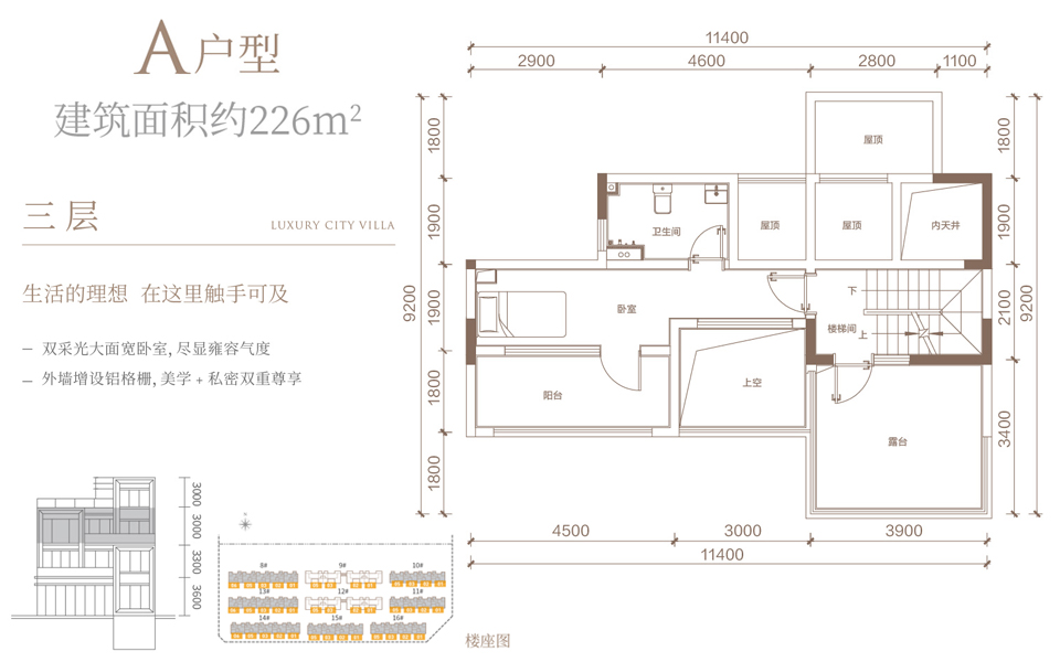 熙园&middot;院墅 A户型三层 5房2厅3卫