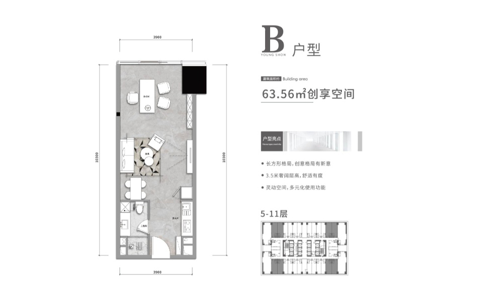 B户型 一房一厅一卫
