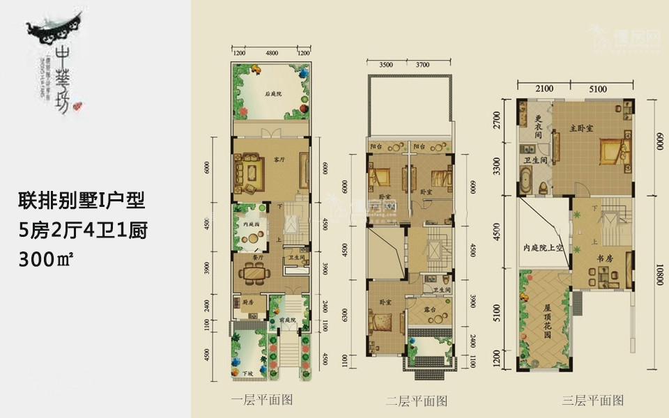 联排别墅I户型 5房2厅4卫1厨 300㎡