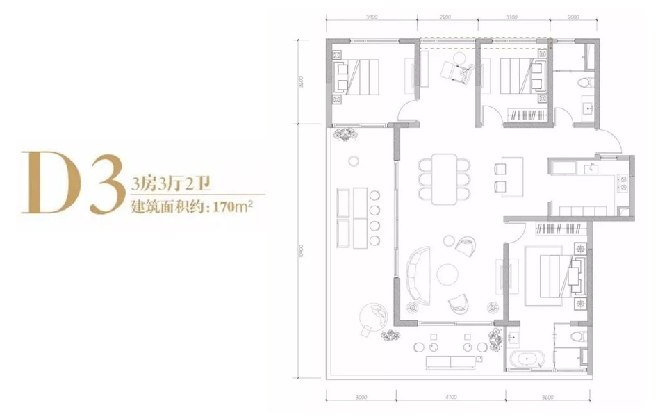 D3户型 3房3厅2卫